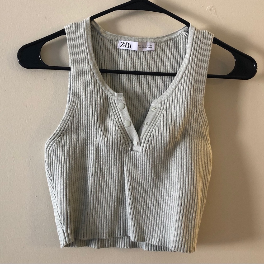 Zara - green sleeveless crop top